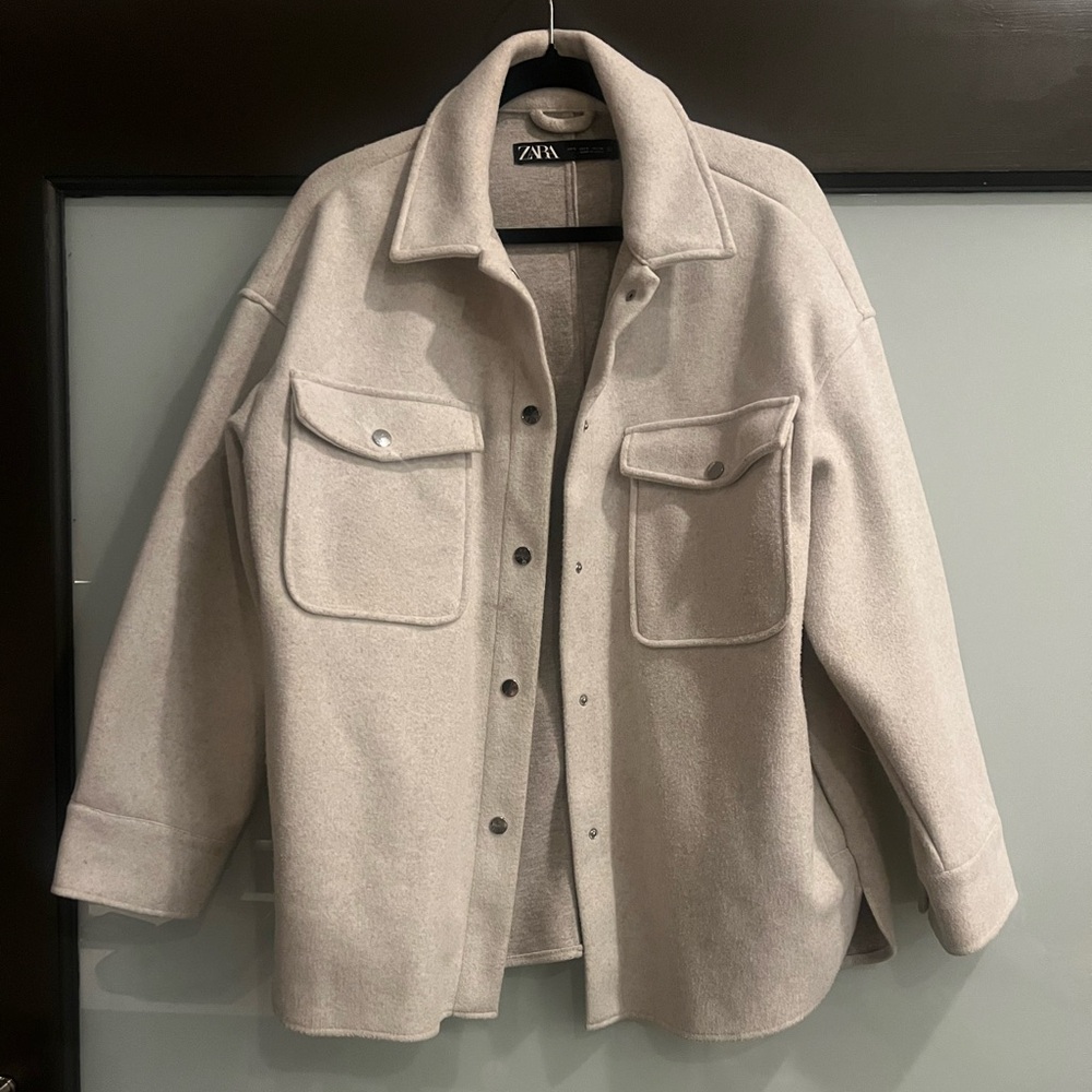 Zara Cream Shirt Jacket